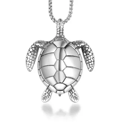 Fashion Stainless Steel Sea Turtle Pendant Necklace Women Men Ocean Beach Theme Party Jewelry Gift Animal Necklaces Pendants