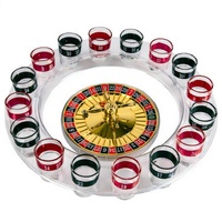 Roulette à boire en verre à shot, jeu de fête amusant comprenant une roulette, des verres à shot et des billes de roulette, BSCI SEDEX FSC