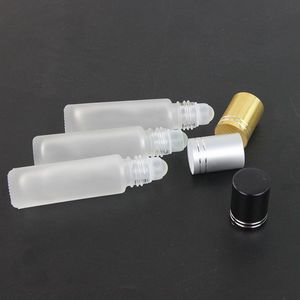 Botellas de vidrio esmerilado de 10 ml con bola de vidrio para aceites esenciales, masajes, envases cosméticos, forma cilíndrica - Product Image 1
