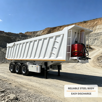 Semi-remorque benne basculante en acier à trois essieux en U de 80 tonnes pour le transport de marchandises en vrac dans l'exploitation minière