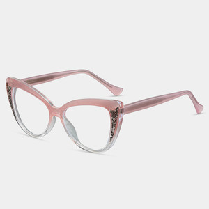 Simple Acetate TR90 Sexy Shiny <strong>Crystal</strong> Colorful Cat <strong>Eye</strong> Eyewear Blue Light Blocking Square Optical Glasses <strong>Frame</strong> Designer - Product Image 4