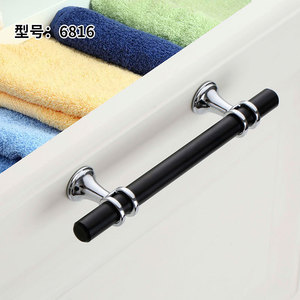 Black Chrome Cabinet Bar Handle 6816 Minimalist <b>Wardrobe</b> Furniture Hardware - Product Image 2