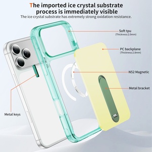 เคสโทรศัพท์มือถือแม่เหล็กแบบด้านรุ่นใหม่สำหรับ iPhone 17 15 Pro Max 16 Plus 17 Air พร้อมระบบปิดฝาหลังแบบซ่อน 360 องศา °   ฝาครอบป้องกันด้านหลังแบบ Strip Stand - Product Image 5