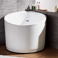 Baignoire japonaise autoportante en acrylique blanc, design moderne, baignoire de trempage pour 1 personne