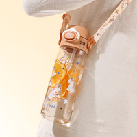 Bouteille d'eau réutilisable PINKAH Outdoor 770 ml (26 oz) avec paille, anti-fuite, en Tritan, double couvercle et sangle, pour enfants, école, sport