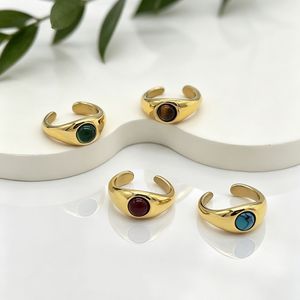 yunnique Fashion <b>Rings</b> Gold Plated <b>Open</b> Teardrop Inlaid Stone Unisex Jewelry Gift - Product Image 1