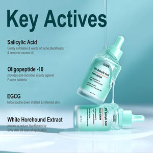 Sérum facial exfoliant liquide à l'acide salicylique BHA biologique, réduit l'excès de sébum, la texture irrégulière, 30 ml, pour l'acné, les points noirs, les pores dilatés - Product Image 3