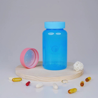 Flacon de pilules en PET bleu de 400 ml pour comprimés pharmaceutiques, capsules, compléments alimentaires avec un goulot de 53 mm