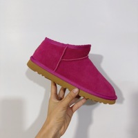 Sepatu Bot Salju Slip-on Setengah Tinggi Grosir 2026 - Bagian Atas Kulit Asli, Berlapis Bulu, Sandal Hangat Musim Gugur Musim Dingin yang Lucu & Modis