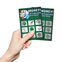 Carte à gratter personnalisable style poker, en carton, impression UV, vernis brillant, forme sur mesure pour promotions et loteries