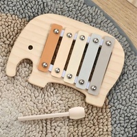 Montessori Wooden Elephant Xylophone Toy Baby Musical Instrument Glockenspiel Percussion Mallet Toddler Kids Education