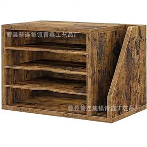 Wooden <b>Desktop</b> Organizer 3 Tier Storage <b>Shelf</b> For Office Home Study Desk File Book Holder Rectangle Standing Type - Product Image 2