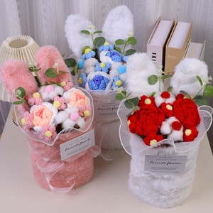 Diseño de alta calidad, flor de ganchillo, decoración de Orejas de conejo para regalos de vacaciones, flores artificiales, conjunto de ramo de flores de ganchillo, regalos - Product Image 6
