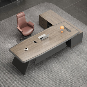 Minimalist Modern L-shaped Wood Executive <b>Desk</b> Set with Side Table Premium Feel for Home Office and Commercial Use - Product Image 3