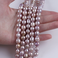 Chaînes de perles d'eau douce Edison naturelles violettes froissées de 9 à 10 mm pour la fabrication de bijoux