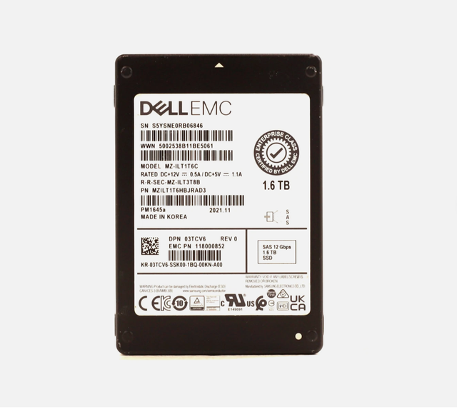Enterprise SSD for samsung 118000843 03TCV6 PM1645a 1.6TB 2.5 Inch SAS 12Gbps MZILT1T16HBJR-00AC3 MZ-ILT1T6C Storage Hard Drive