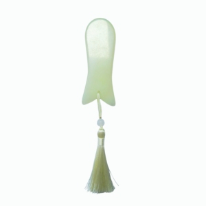 Elegant Pure Xiuyu <b>Jade</b> Gua Sha Massager Fish-Design Facial Scraper with Silk Tassel for Spa and Home Ornament - Product Image 1