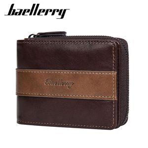 กระเป๋าสตางค์แบบสั้นสำหรับผู้ชายแบรนด์ Baellerry สีดำ สีน้ำตาล สีกาแฟ ซิปอเนกประสงค์ ใส่บัตรธุรกิจได้ สีพื้น ลายนูน - Product Image 5