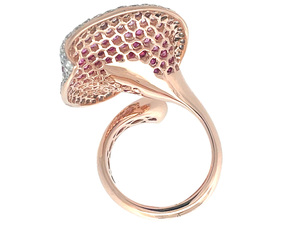 Bijoux en pierres précieuses par courrier direct mondial, or 18 carats, diamant sud-africain, saphir rose naturel, bague pour femmes - Product Image 3