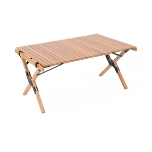 Table pliante d'extérieur rectangulaire 60x45x36cm, couleur bois naturel, pliable pour le camping, les pique-niques et l'utilisation en extérieur - Product Image 1