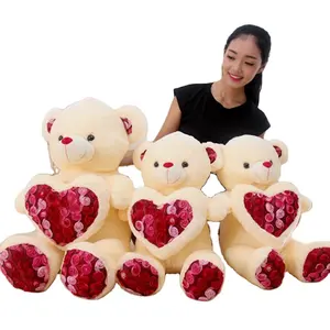 Gift Plush Toys Stuffed Teddy Bear with Heart Shape Pillow Promotion & Gifts Accept Customized Custom Opp Oem Unisex Logo 10pcs