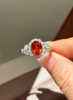 Bague ovale en or 18 carats avec halo de diamants de laboratoire couleur orange Fanta, certifiée IGI, bijoux fins, vente en gros, OEM, ODM