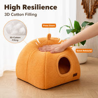 Lit pour chat en laine mongole 4 saisons, nid fermé en forme de citrouille, lavable en machine pour petits animaux