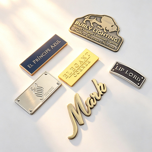 Étiquettes métalliques vierges en fer plaqué noir pour T-shirts et pulls, en stock et prêtes à être expédiées, échantillon disponible - Product Image 3