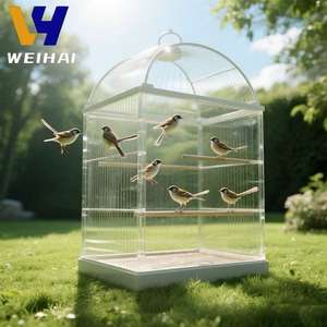 Grande <span class=keywords><strong>cage</strong></span> carrée personnalisée en acrylique pour animaux de compagnie-Habitat XXL pour oiseaux/lapins avec roues, anti-fuite, multi-portes et plateau amovible - Product Image 2