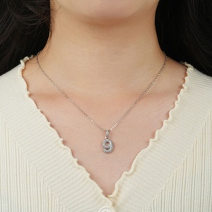 Collier en or 14 carats plaqué or avec micro-pavé de zircon, numéro 9, style hip-hop, pour femmes, vente en gros - Product Image 3