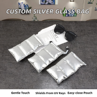 Étui à lunettes rectangulaire argenté avec logo personnalisé, sac à lunettes à cordon, étui à lunettes vintage de luxe, anti-UV, rangement pour bijoux