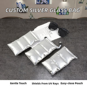 Étui à lunettes rectangulaire argenté avec logo personnalisé, sac à lunettes à cordon, étui à lunettes vintage de luxe, anti-UV, <span class=keywords><strong>rangement</strong></span> pour bijoux - Product Image 2