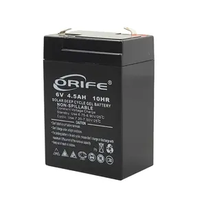 ORIFE özel kalite garantisi yüksek kalite OEM agm mühürlü kurşun asit akü 6v 4.5ah