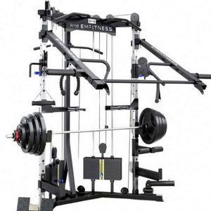 Máquina de Gimnasio Multifuncional con Cable, Rack de Sentadillas, Máquina Smith con Banco, Construcción de Acero para el Hogar, Duradera y Portátil - Product Image 3