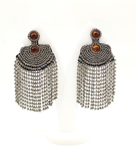 Boucles d'oreilles en argent GF faites à la main avec des perles et de l'agate, bijoux traditionnels pour femmes, cadeau de mariage, cadeau de Noël, vente en gros - Product Image 2