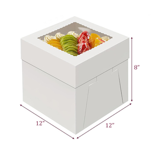 Offre Spéciale Boîte à Gâteau de Qualité Alimentaire 12*12*8 Pouces, Base et Couvercle, Emballage Avec Fenêtre, Boîtes de Boulangerie Blanches pour Gâteaux - Product Image 6
