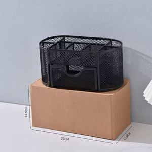 Organisateur de bureau en maille, porte-crayons à 9 compartiments avec tiroir - Product Image 5