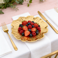 Assiettes en papier jetables en forme de fleur de 8 pouces, dorées à chaud, saines, écologiques et de qualité alimentaire