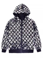 Veste à fermeture éclair à capuche à paillettes pour hommes européens et américains manteau de fête pour Halloween Day Concert et Baseball vestes pour hommes