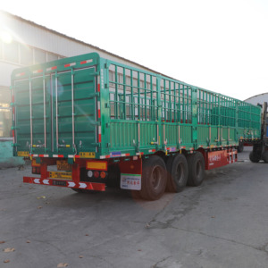 <span class=keywords><strong>60</strong></span> Ton 3-assige stalen veetransport aanhanger met zijwanden en hekwerk voor vee, schapen en kippen, JINFENG - Product Image 5