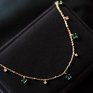 <span class=keywords><strong>Collar</strong></span> de diamantes con forma de gota de agua verde de <span class=keywords><strong>abuela</strong></span> estilo Palacio Retro S925 <span class=keywords><strong>collar</strong></span> de cadena de oro Chapado en plata pura joyería - Product Image 6