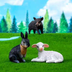 Miniature Figurines DIY Kids Forest Animal Toy <b>Simulation</b> Pig and Sheep Resin Party Farm Set Children's Educational Play Sets - Product Image 3