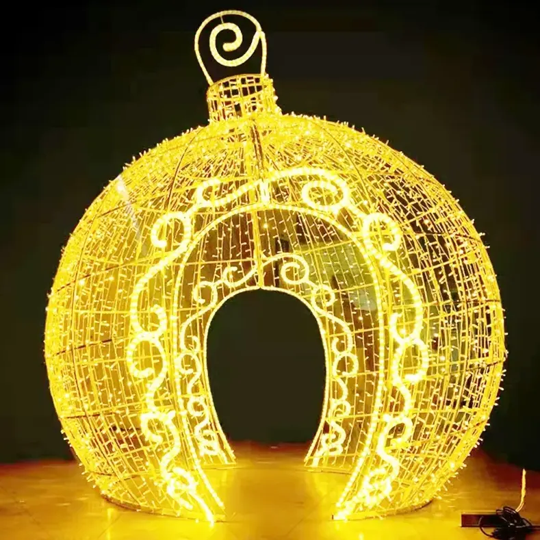 Personalizzato Giant Outdoor impermeabile Holiday Motif Light 3d illuminato Led Arch Ball Lights Lighting Arch per la decorazione del parco