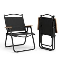 Fauteuil pliant moderne en bois massif avec tissu Oxford et structure en acier carbone - Chaise de jardin extérieure portable, légère et écologique