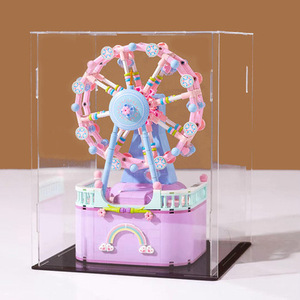 Boîte à musique de grande roue, carrousel 3D, pavillon fleuri, cadeau pour petites filles, boîte à musique, blocs de construction, décoration - Product Image 5