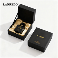 Boîtes à parfum personnalisées en carton noir avec estampage à chaud doré et doublure en velours doré, emballage cosmétique de luxe pour marques haut de gamme
