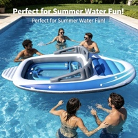 Bateau flottant gonflable en PVC épaissi pour rivière, flotteur de fête multi-personnes avec espace de rangement, double usage assis/couché