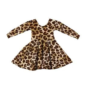 Drop Shipping create your own Boutique GirlS Clothes Kids Leopard Dress Wholesale Fall&Winter Children's Clothing USA