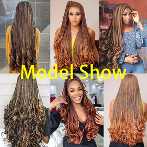 Venta al por mayor de fibra sintética dorada trenzas de ganchillo pelo espiral español rizo trenzas extensiones de pelo rizado francés pelo para trenzas - Product Image 4