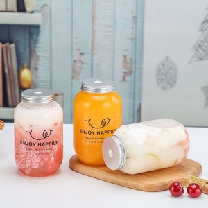 PET <b>Plastic</b> Beverage <b>Jar</b> <b>with</b> Aluminum Screw Top Cylinder Shape for Drink Storage - Product Image 4